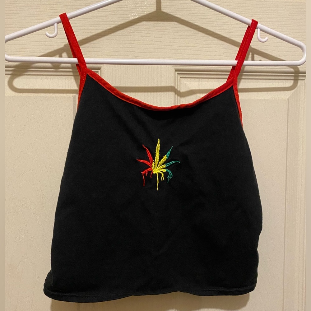 Body Rage Cannabis Leaf Crop Top 
Medium with adjustable straps